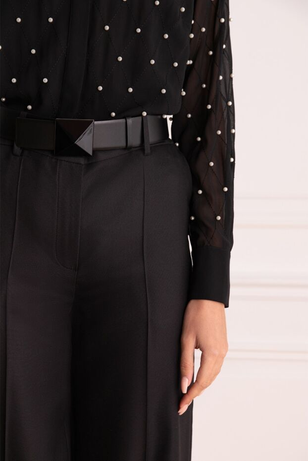 Valentino rockstud black leather belt with glossy buckle for women 175293 - photo 2