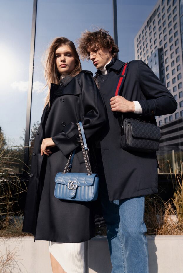 Gucci сумка из кожи синяя женская 175337 - фото 2