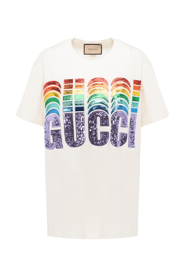 Gucci футболка женская из хлопка с радужной вышивкой пайетками
175346 - фото 1