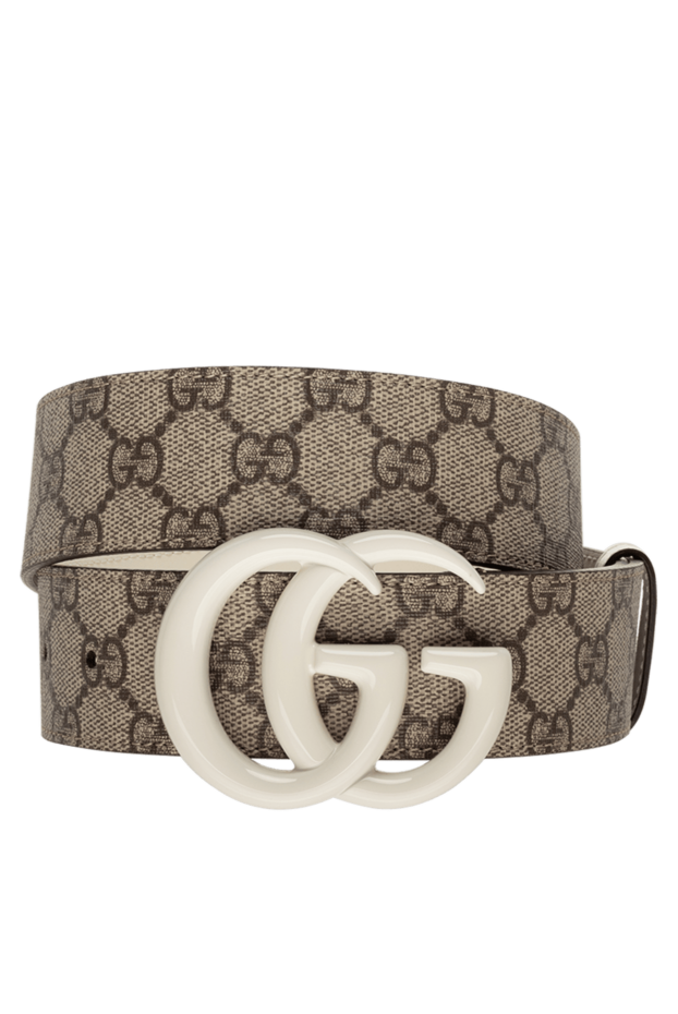 Gucci ремень кожаный бежевый с контрастной пряжкой и логотипом женский 175350 - фото 1
