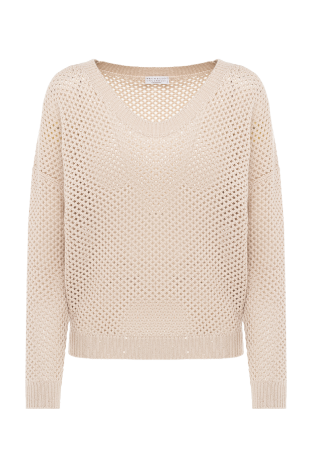 Brunello Cucinelli beige cashmere and silk jumper for women 175378 - photo 1