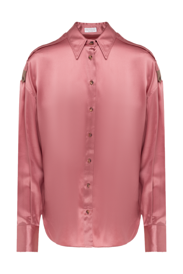 Brunello Cucinelli рубашка из шелка розовая женская 175399 - фото 1