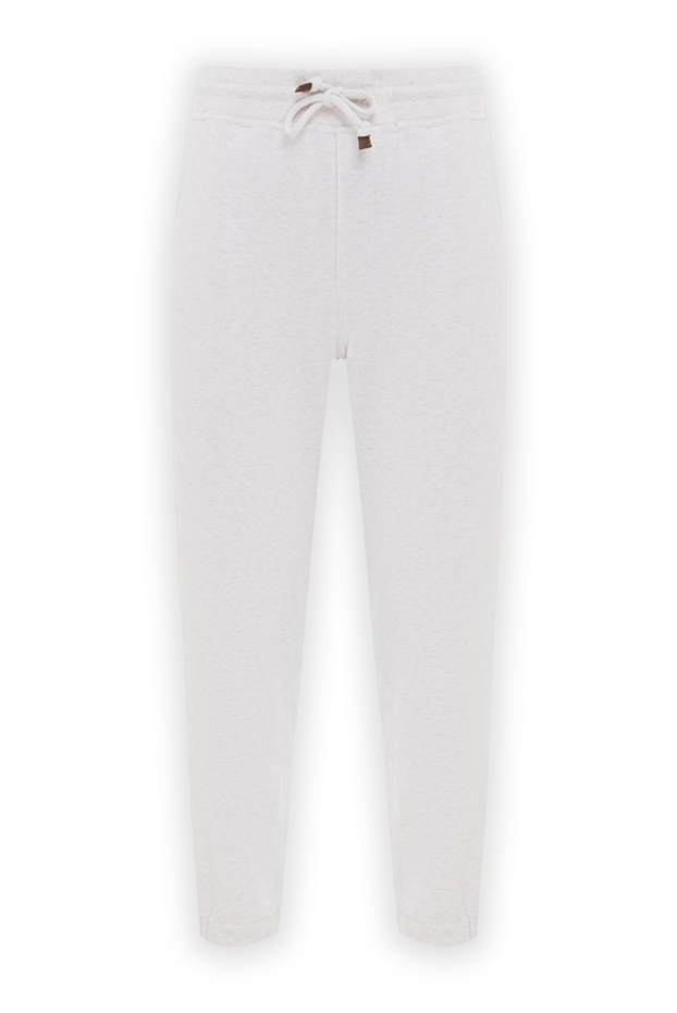 Brunello Cucinelli men's white cotton trousers with stripes 175417 - photo 1