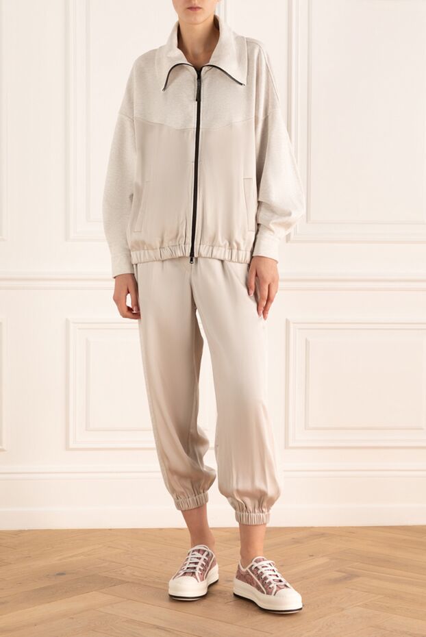 Brunello Cucinelli двухцветный костюм с воротником-стойкой и эластичными манжетами
 175472 - фото 2