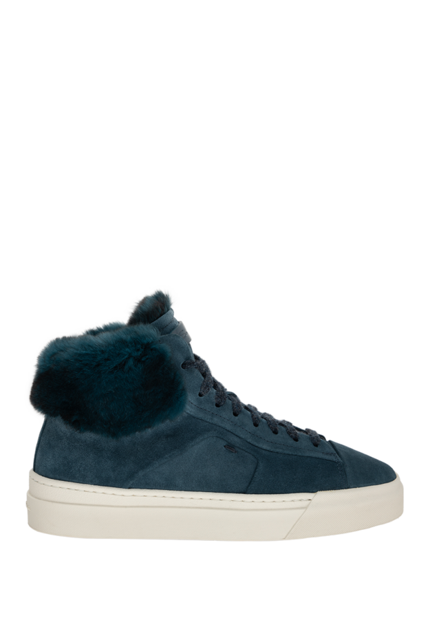 Santoni кеды из нубука синие женские 175532 - фото 1