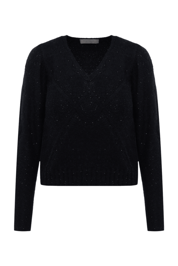 D.Exterior black sweater with lurex and v-neck made of soft yarn 175559 - photo 1