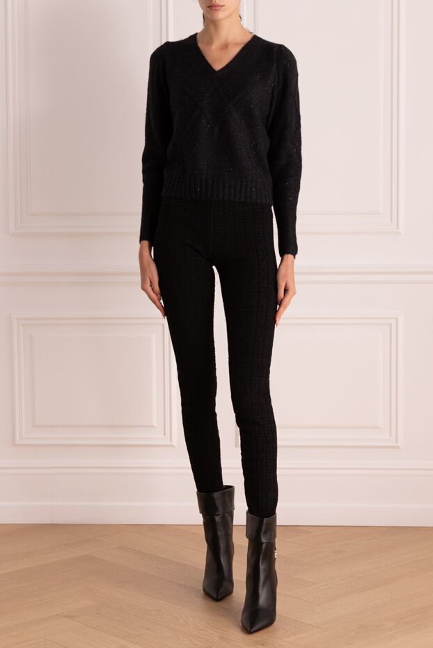 D.Exterior black sweater with lurex and v-neck made of soft yarn 175559 - photo 2