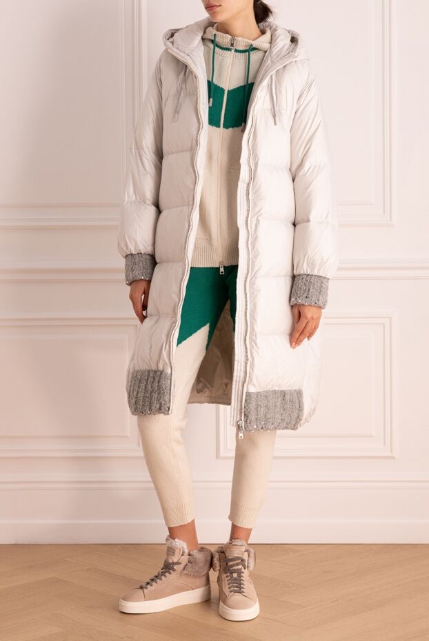 Panicale gray women's down jacket with hood and knitted trim

 175564 - photo 2