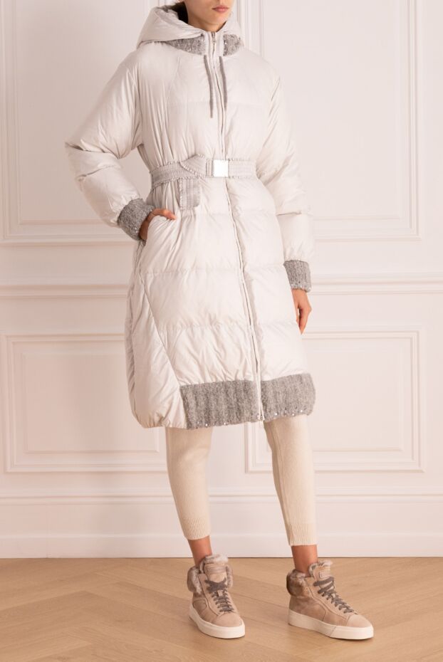 Panicale gray women's down jacket with hood and knitted trim

 175564 - photo 3