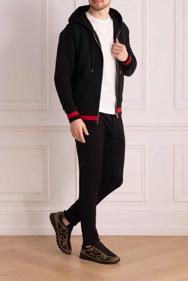 Kiton dark blue quilted suit with a hood and red cuffs
 175575 - photo 2
