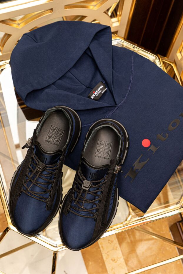 Kiton  худи из хлопка и эластана синее мужское 175579 - фото 2