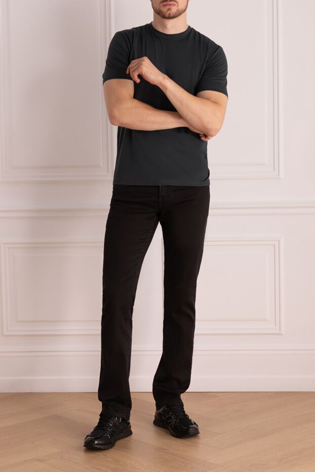 Cesare di Napoli men's cotton t-shirt with short sleeves graphite 175626 - photo 2