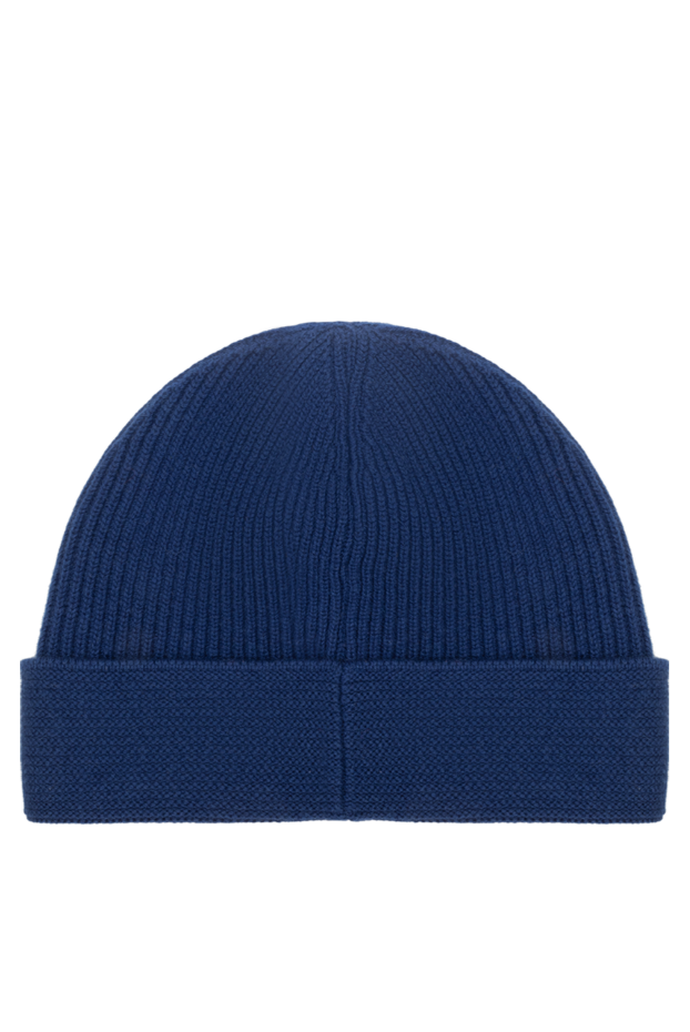 Stefano Ricci мужская синяя шапка в рубчик с вышивкой бренда 175639 - фото 3