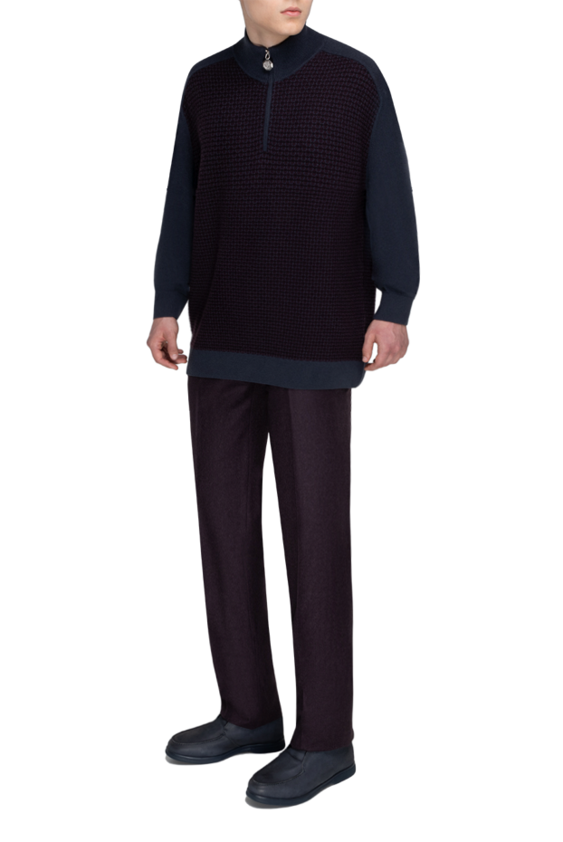 Stefano Ricci knitted troy sweater with a short zip in a two-tone color blocking style 175641 - photo 2