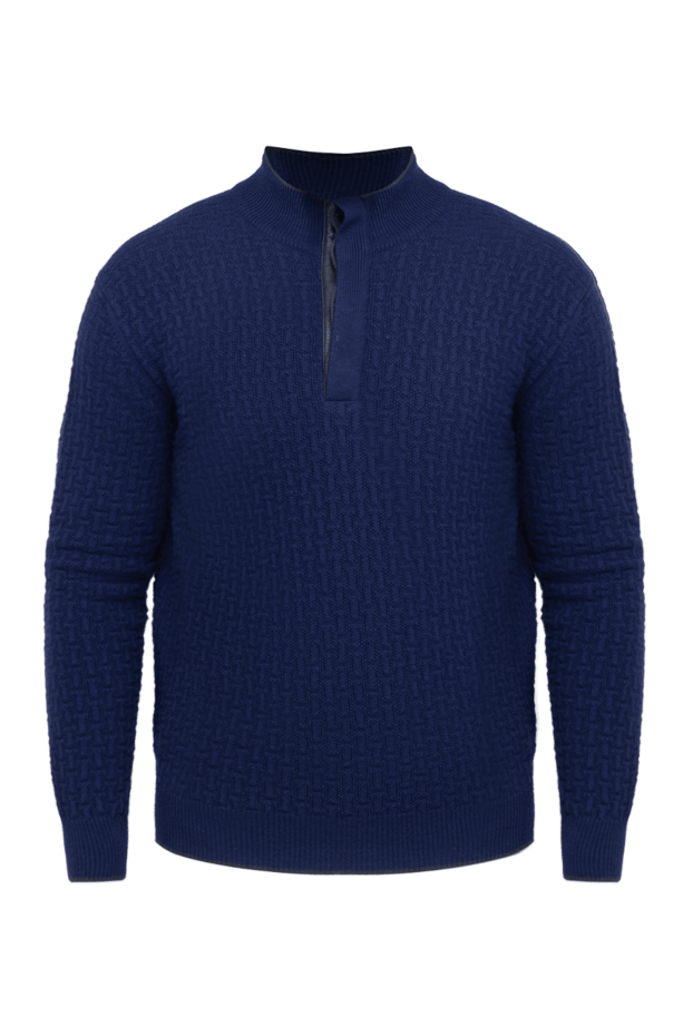 Stefano Ricci джемпер из кашемира фактурный мужской синий 175642 - фото 1