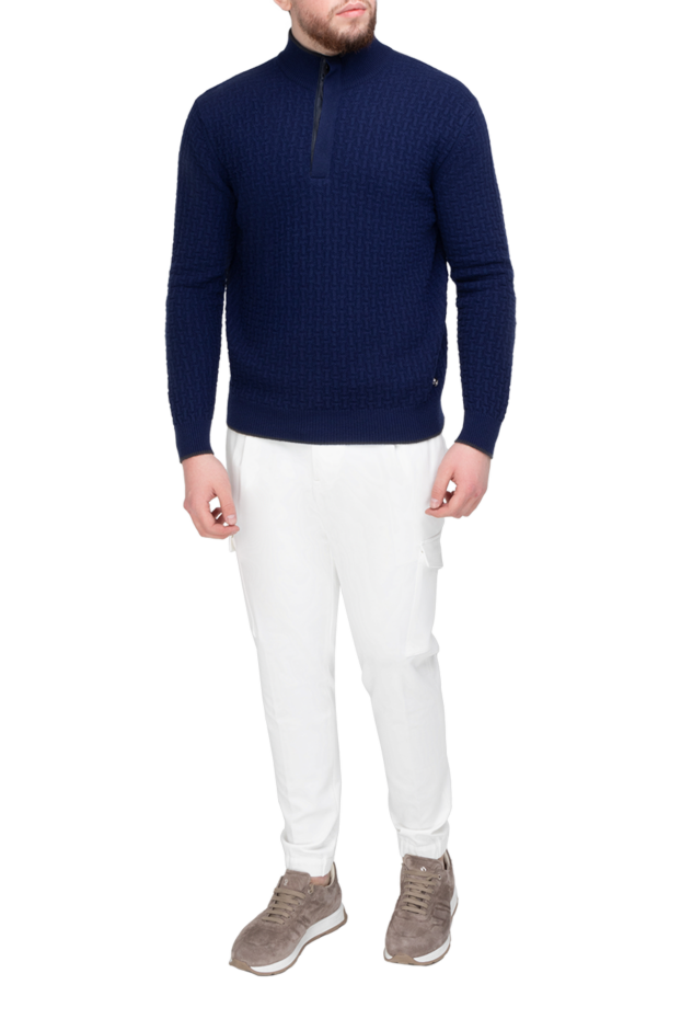 Stefano Ricci джемпер из кашемира фактурный мужской синий 175642 - фото 2