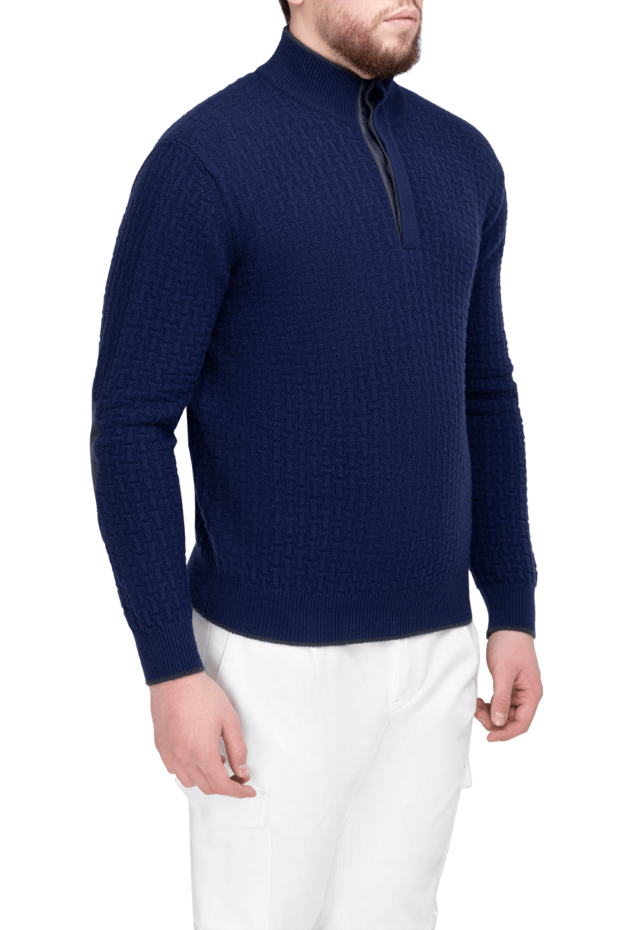 Stefano Ricci джемпер из кашемира фактурный мужской синий 175642 - фото 3
