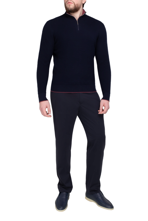 Stefano Ricci джемпер из кашемира и шелка мужской синий 175643 - фото 2