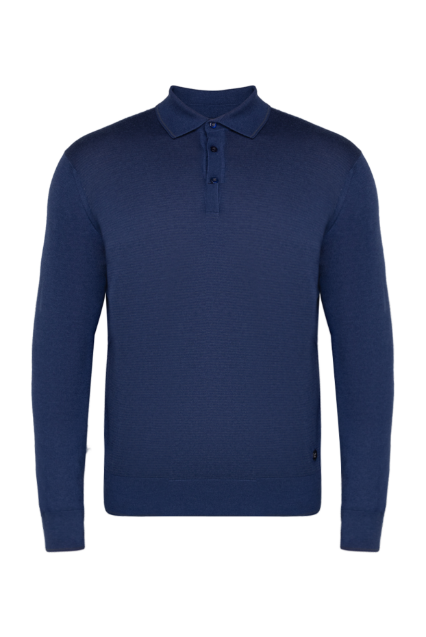 Stefano Ricci classic men's knitted polo in dark blue with long sleeves 175656 - photo 1