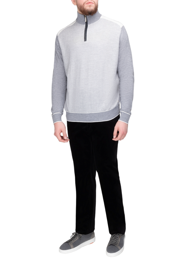 Stefano Ricci men's light grey melange cashmere and silk troyer 175666 - photo 2