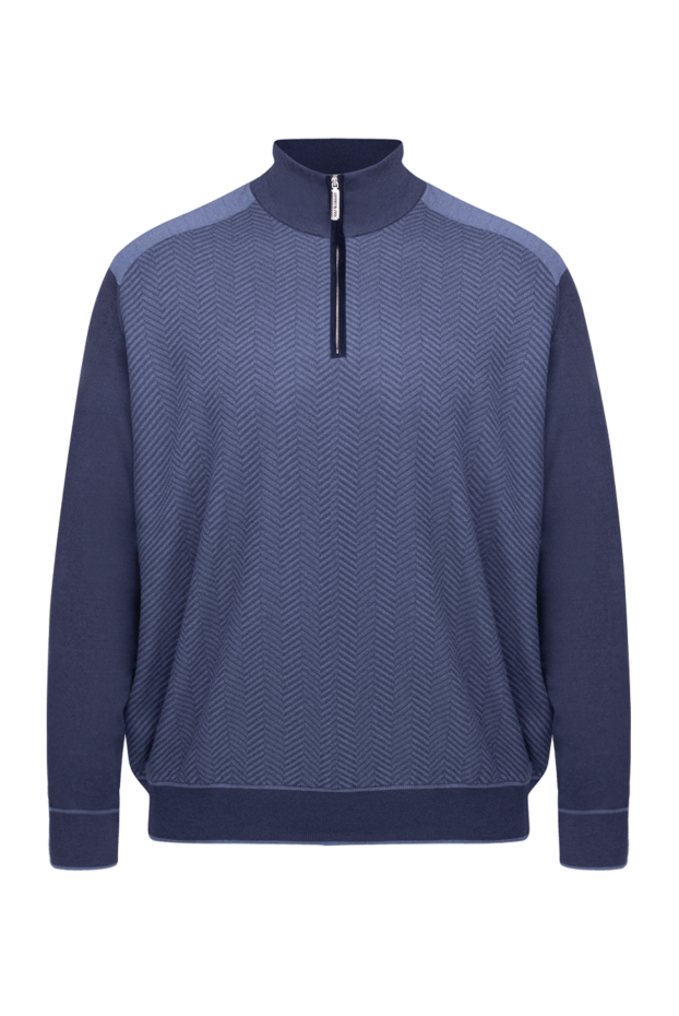 Stefano Ricci men's blue herringbone cashmere and silk troyer 175669 - photo 1