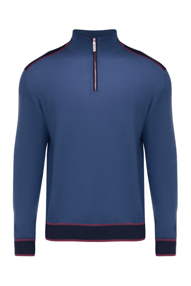 Stefano Ricci men's blue cashmere and silk troyer with contrast trim 175674 - photo 1