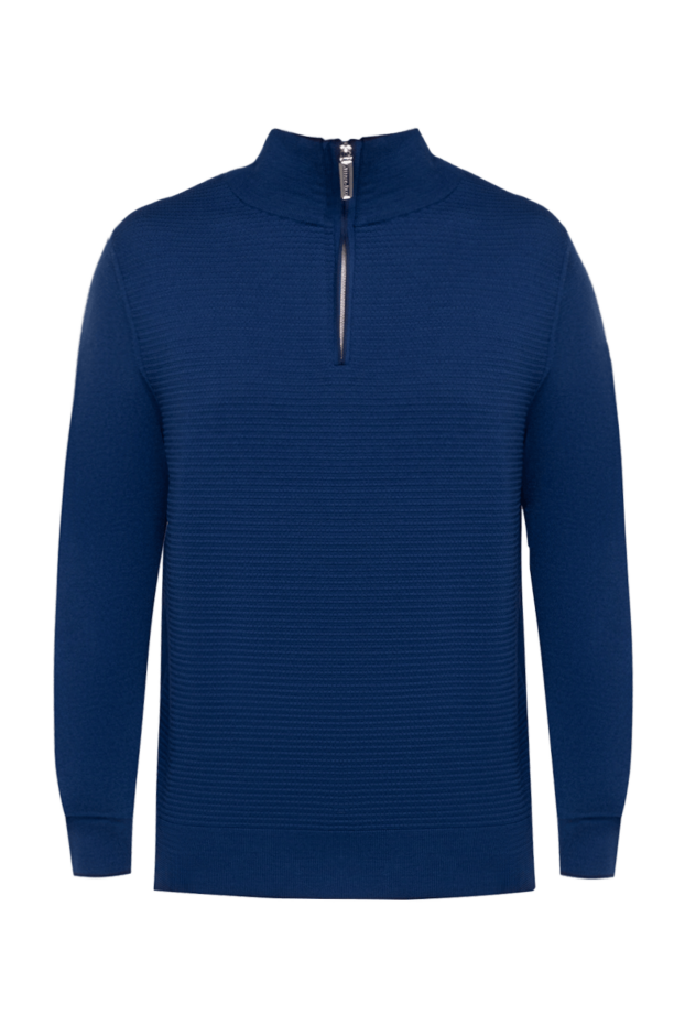 Stefano Ricci blue wool troyer with a textured knit and zipper.
175677 - photo 1