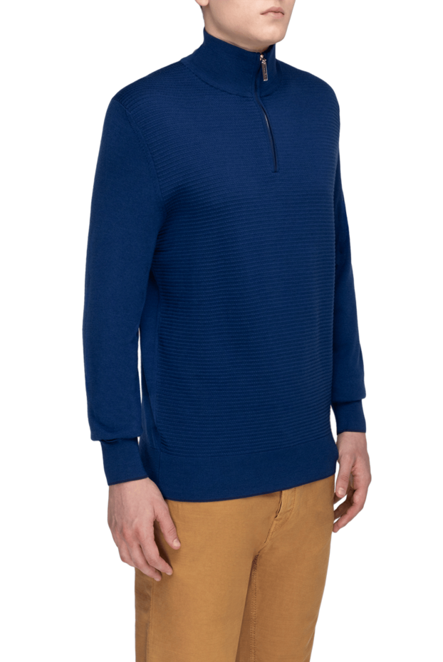 Stefano Ricci blue wool troyer with a textured knit and zipper.
 175677 - photo 3