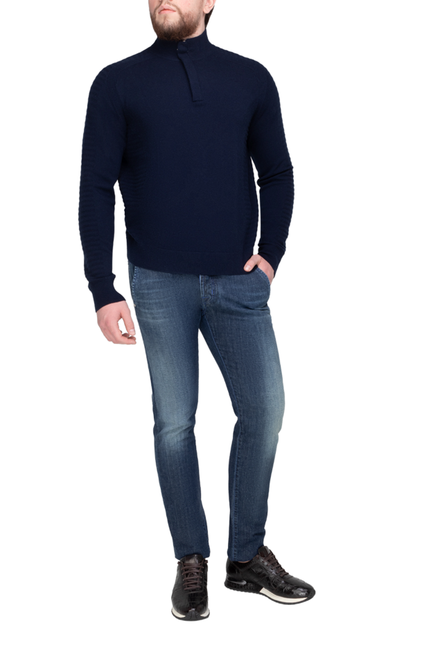 Stefano Ricci troyer made of soft knitwear in a dark blue shade with embossed inserts
 175681 - photo 2