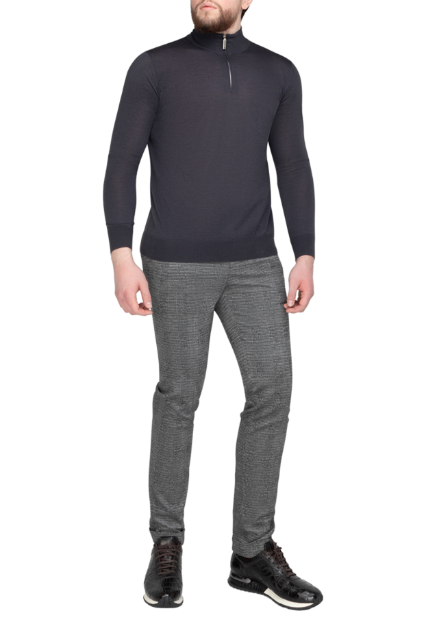Men's dark gray cashmere and silk troyer - photo 2