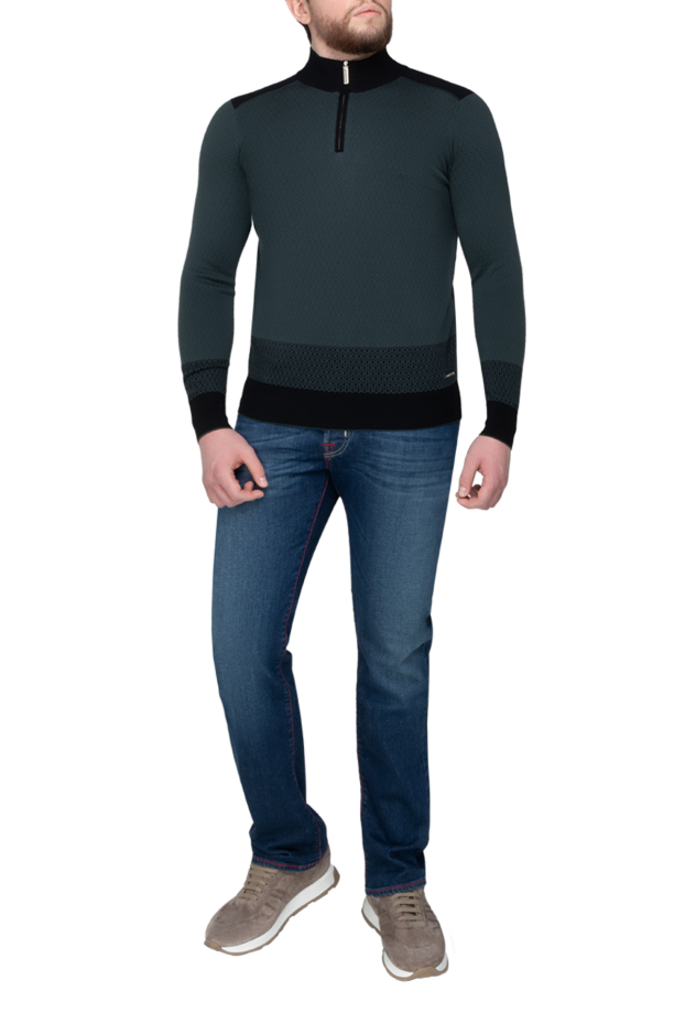 Stefano Ricci men's two-tone troyer with textured knitting and a zipper on the chest 175695 - photo 2