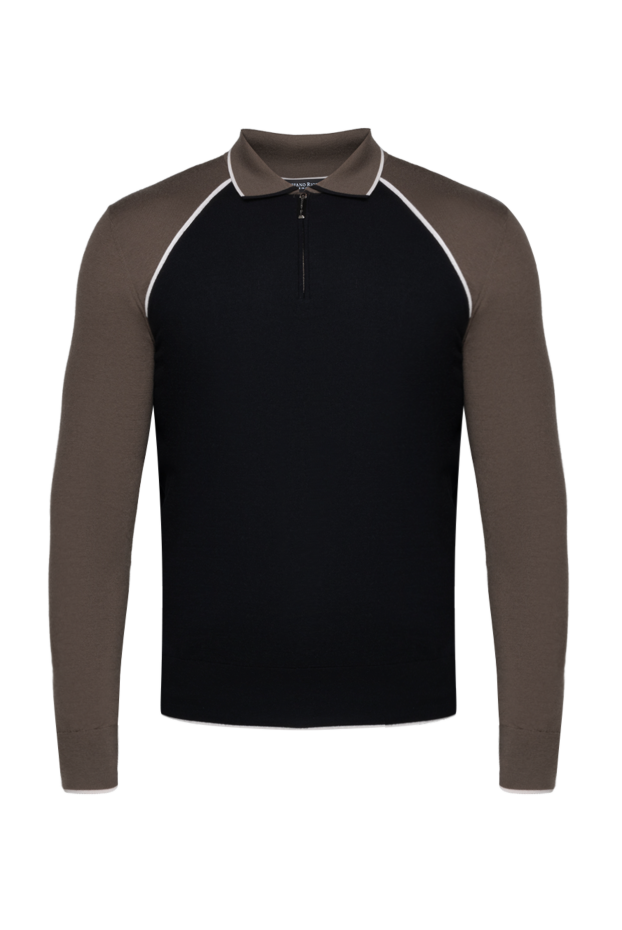 Stefano Ricci long sleeve polo shirt made of cashmere and polyester for men black 175701 - photo 1
