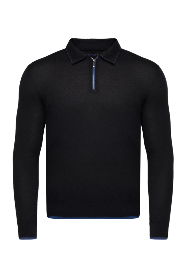 Stefano Ricci black long sleeve polo with blue trim 175707 - photo 1