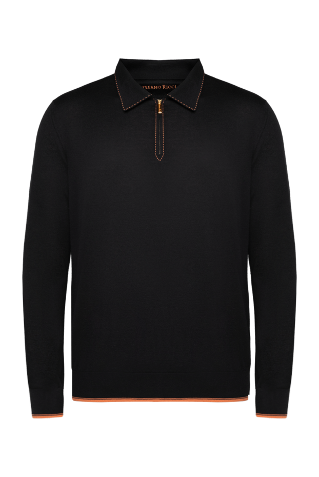 Stefano Ricci black long sleeve polo shirt with contrast stitching 175710 - photo 1