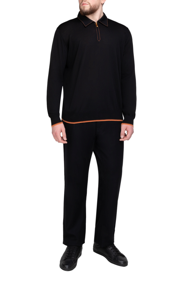 Stefano Ricci black long sleeve polo shirt with contrast stitching 175710 - photo 2