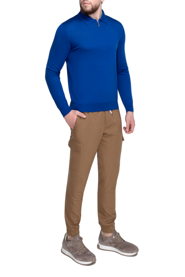 Stefano Ricci men's knitted polo in royal blue with long sleeves 175713 - photo 2