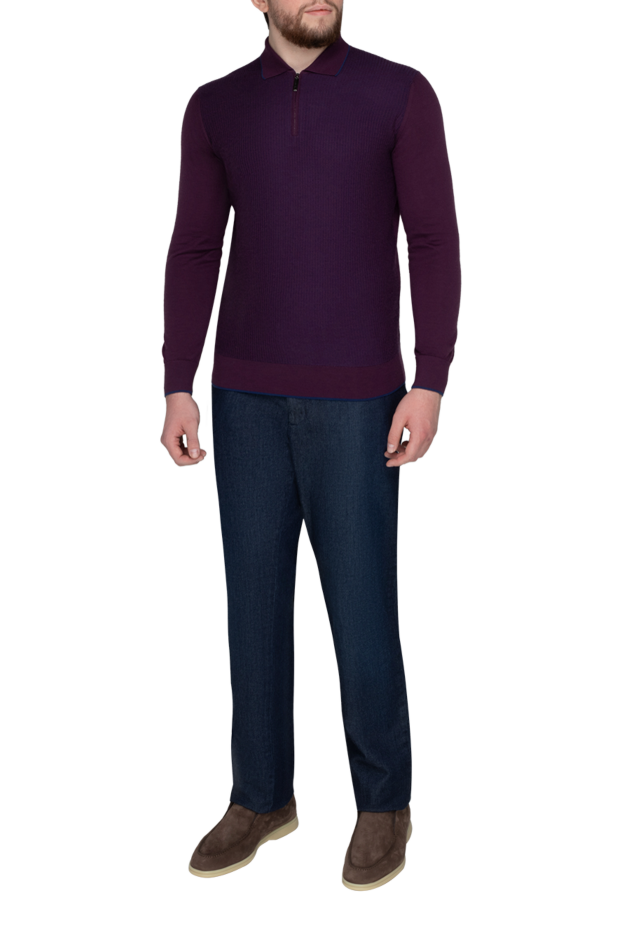 Stefano Ricci long sleeve cashmere and silk polo for men purple 175716 - photo 2