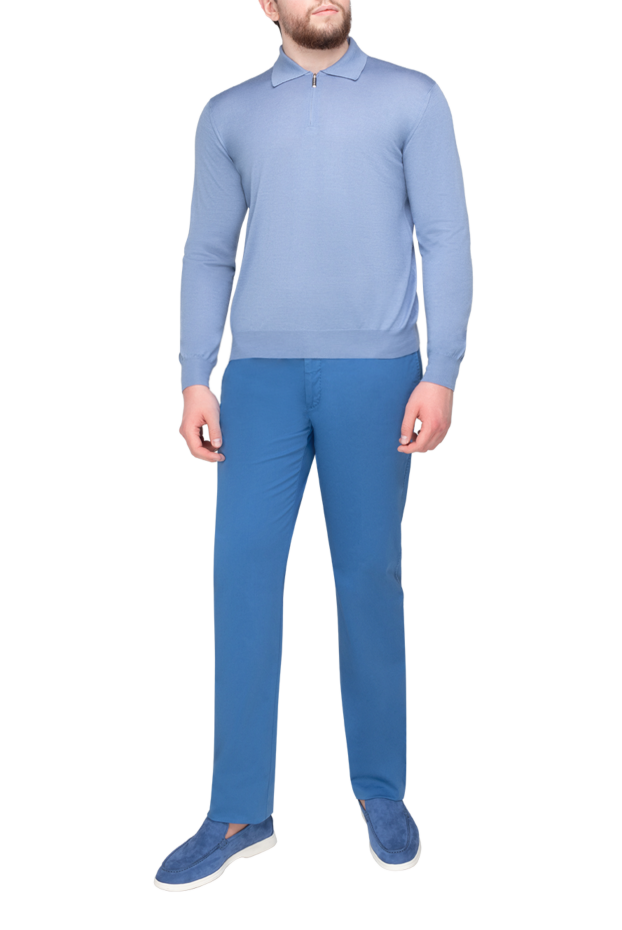 Stefano Ricci blue long sleeve polo shirt made of cashmere and silk 175720 - photo 2