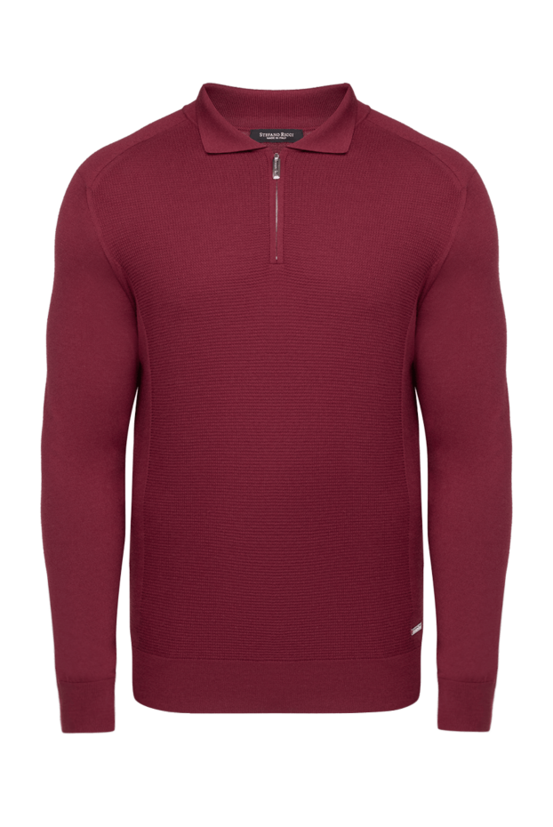 Stefano Ricci men's burgundy textured silk and cashmere polo shirt 175728 - photo 1