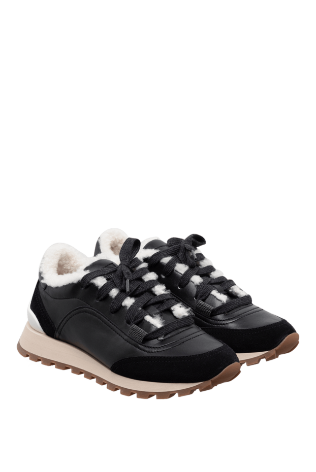 Brunello Cucinelli black leather sneakers for women 175736 - photo 3