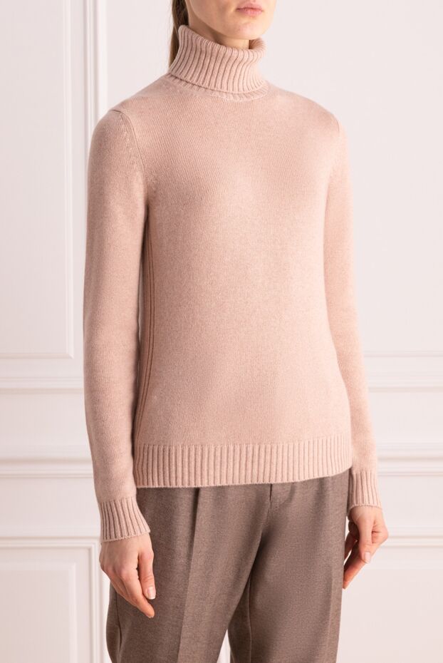 Loro Piana pink cashmere ribbed turtleneck with a fold-over collar women's 175754 - photo 3