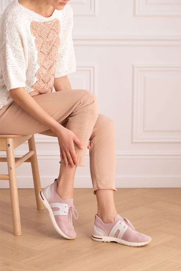 Loro Piana  әйелдерге арналған қызғылт жүннен жасалған кроссовкалар 175763 - фото 2