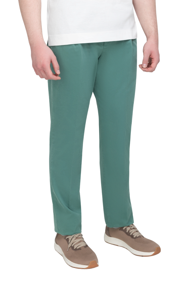 PT01 (Pantaloni Torino) брюки мужские из хлопка и эластана зеленые 175783 - фото 3