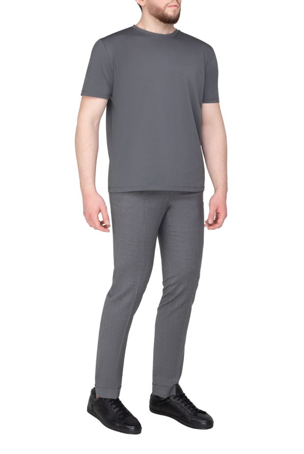 PT01 (Pantaloni Torino) шерстяные мужские брюки-чиносы с эластичным поясом серые 175789 - фото 2