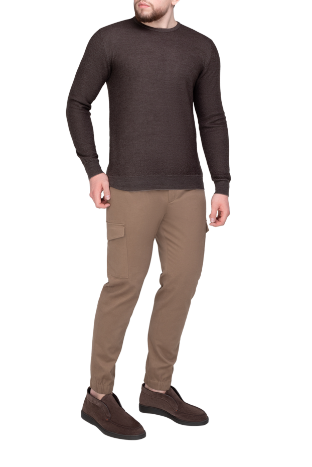 PT01 (Pantaloni Torino) бежевые мужские брюки-карго с эластичным поясом на шнурке 
 175792 - фото 2