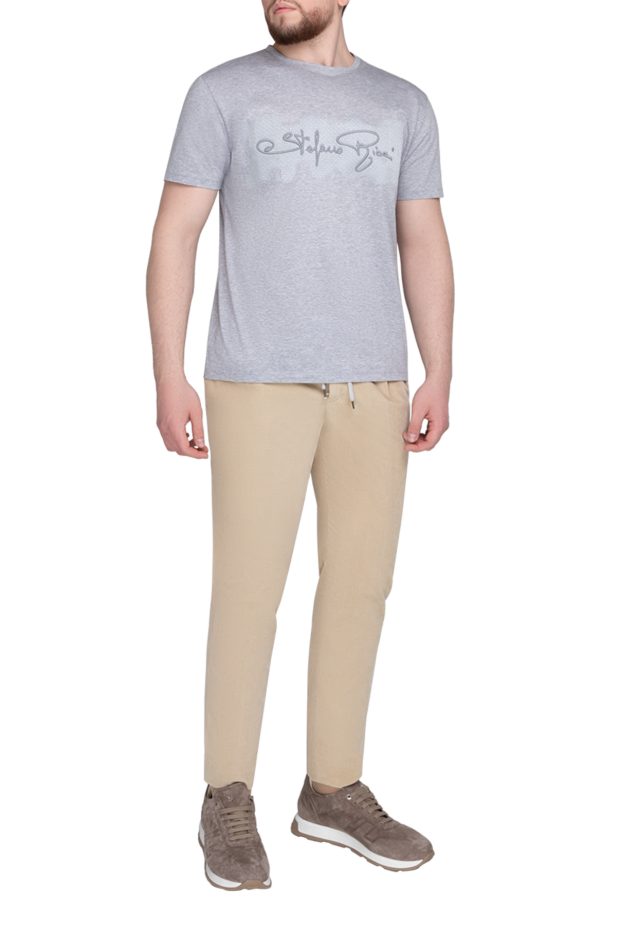 PT01 (Pantaloni Torino) брюки мужские из хлопка и эластана бежевые 175795 - фото 2