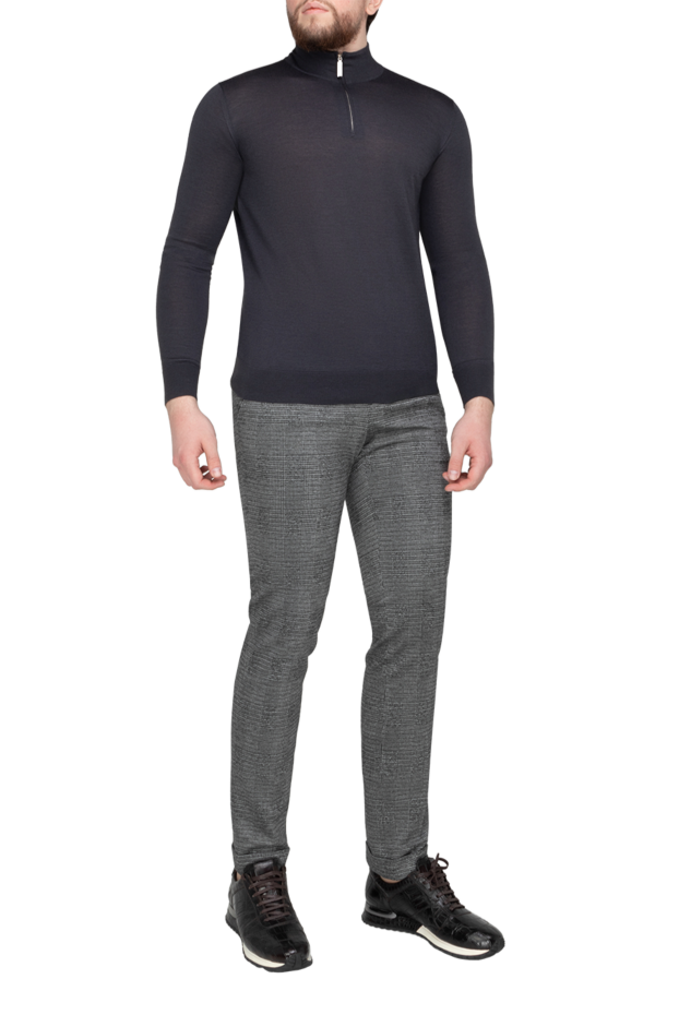 PT01 (Pantaloni Torino) брюки мужские серые в клетку на кулиске 175800 - фото 2