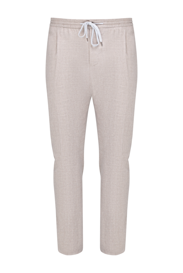 PT01 (Pantaloni Torino) брюки мужские из шерсти бежевые с защипами 175803 - фото 1