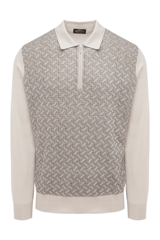 Cesare di Napoli long sleeve cashmere and silk polo for men beige 175805 - photo 1