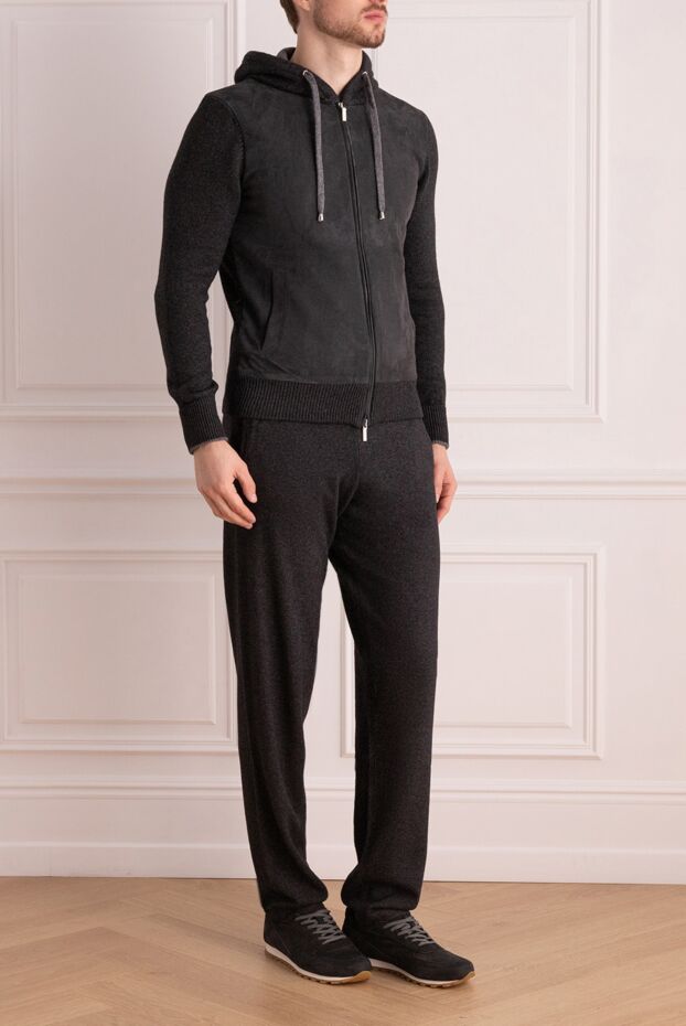 Cesare di Napoli dark grey hooded suit made of wool, viscose and cashmere 175810 - photo 3